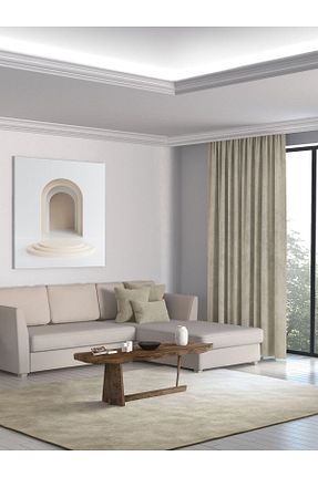 پرده زمینه بژ پلی استر Perle - کد 87615022