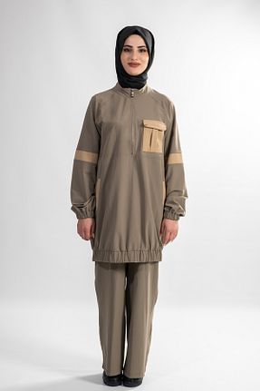 ست بالاتنه و پائین تنه حجاب خاکی زنانه Relaxed Armine - کد 866452566