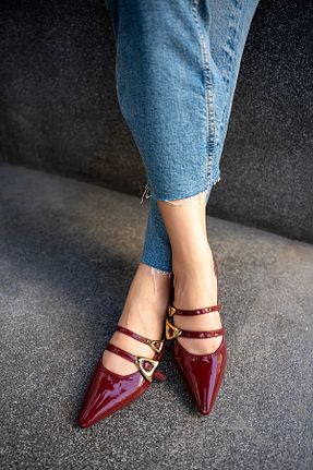بابت زرشکی زنانه چرم لاکی LAMİNTA - کد 866464754