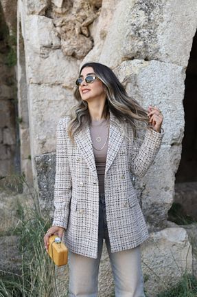 کت بلیزر بژ زنانه پارچه bytugcekaya - کد 866464630