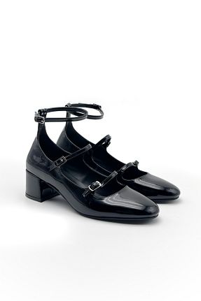 کفش پاشنه بلند کلاسیک مشکی زنانه چرم لاکی Shoebutik - کد 866485358