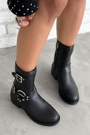 بوت / نیم بوت مشکی زنانه پاشنه تخت Shoebutik - کد 866459522