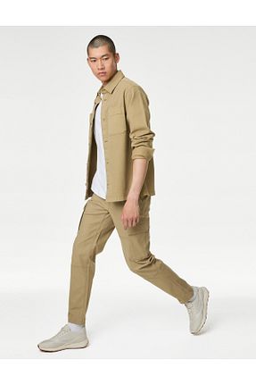شلوار بژ مردانه پنبه ای Marks & Spencer - کد 850789173