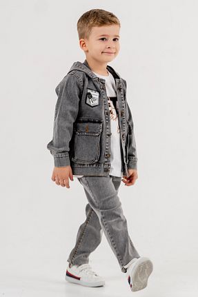 ست بالاتنه و پائین تنه طوسی بچه گانه جین Cansın Mini - کد 811335993