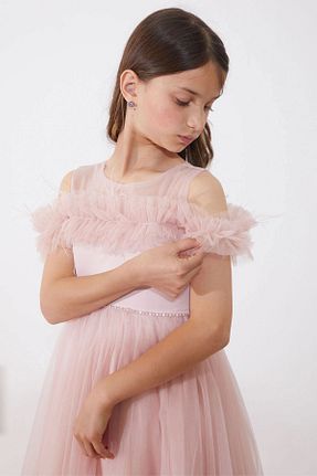 لباس مجلسی و فارغ التحصیلی صورتی بچه گانه پلی استر Cansın Mini - کد 833034204