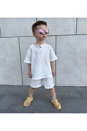 ست بالاتنه و پائین تنه سفید بچه گانه بافتنی barin kids - کد 682835724
