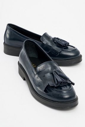 کفش لوفر سرمه ای زنانه چرم خالص luvishoes - کد 856908925