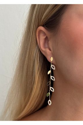 گوشواره جواهر طلائی زیرکن KİLİGİSTANBUL - کد 866678222