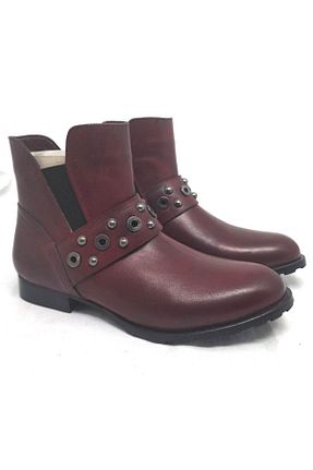 بوت / نیم بوت زرشکی زنانه چرم خالص SAST - کد 866689200