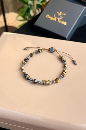 دستبند جواهر صورتی زنانه سنگ طبیعی dergah tesbih - کد 866701158