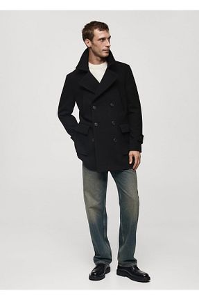 پالتو پشمی مشکی مردانه رگولار MANGO Man - کد 867229483