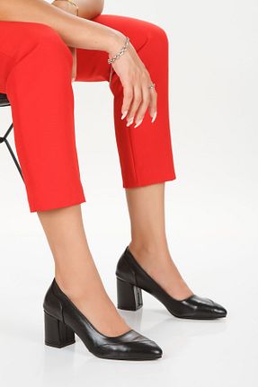کفش پاشنه بلند کلاسیک مشکی زنانه چرم elvinshoes - کد 855090040