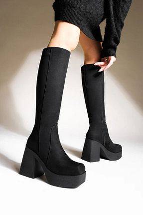 چکمه مشکی زنانه چرم مصنوعی elvinshoes - کد 856010351
