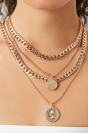گردنبند جواهر طلائی زنانه فلزی Forever 21 - کد 866800734