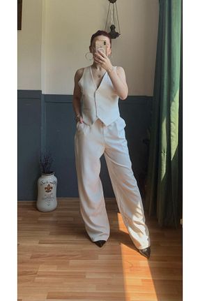 ست بالاتنه و پائین تنه نباتی زنانه بافتنی MODA - کد 866321761