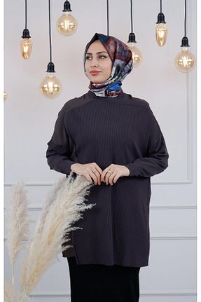 تونیک حجاب طوسی زنانه مخلوط ویسکون Invee - کد 866833881