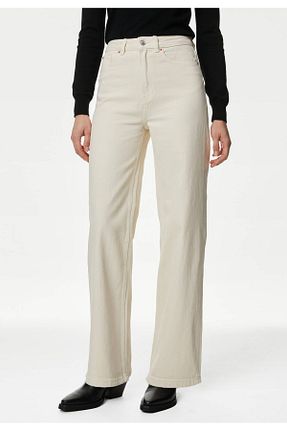 شلوار جین بژ زنانه پاچه گشاد Marks & Spencer - کد 835534827