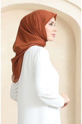 روسری قهوه ای پلی استر sefamerve - کد 866905262