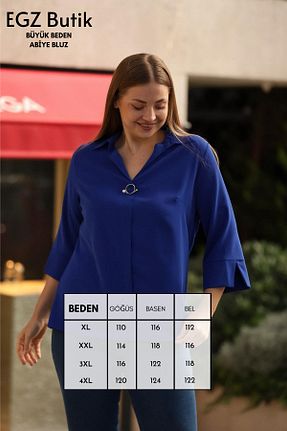 بلوز سایز بزرگ سرمه ای زنانه سایز بزرگ EGZEBRU - کد 866952283