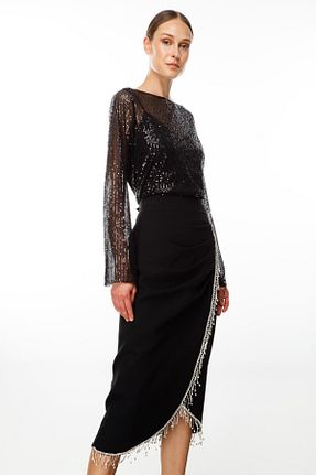 دامن مشکی زنانه بافتنی Moda İlgi - کد 837981710