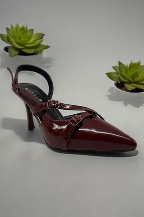 کفش مجلسی زرشکی زنانه پاشنه ضخیم MASSİMA - کد 826539338
