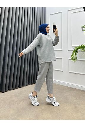 ست بالاتنه و پائین تنه طوسی زنانه بافتنی bezenstore - کد 867006328
