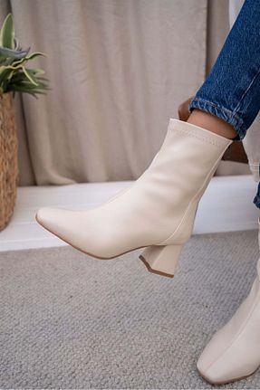 بوت / نیم بوت بژ زنانه چرم مصنوعی CanBambi - کد 867014148