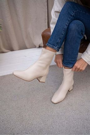 بوت / نیم بوت بژ زنانه چرم مصنوعی CanBambi - کد 867014148
