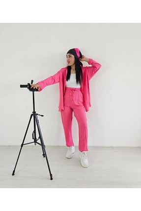 ست بالاتنه و پائین تنه صورتی زنانه بافتنی Altı Üstü Butik - کد 867018007