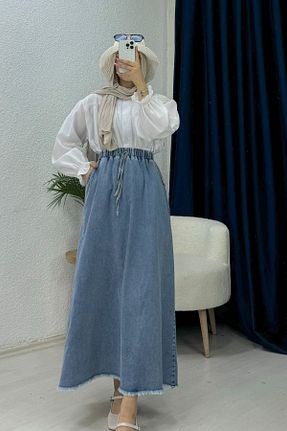 دامن آبی زنانه جین lurex moda - کد 867061236