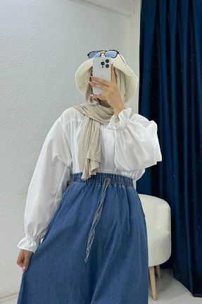 دامن سرمه ای زنانه جین lurex moda - کد 867061239