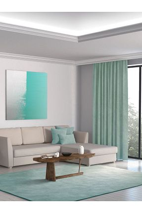 پرده زمینه آبی پلی استر Perle - کد 87753318