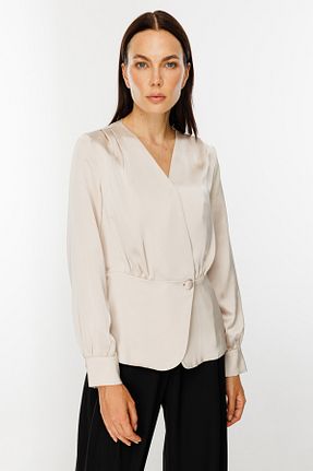 بلوز طلائی زنانه ساده Ekol - کد 867097920