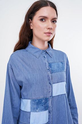 بلوز آبی زنانه ساده Zühre - کد 834175820