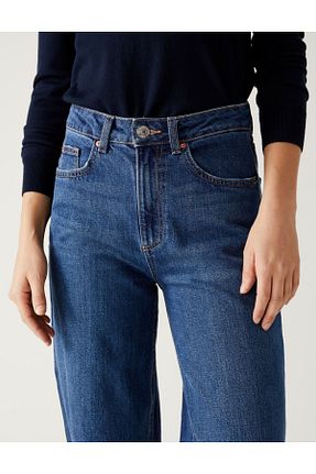شلوار جین سرمه ای زنانه پاچه گشاد Marks & Spencer - کد 666576486