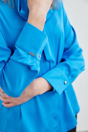 بلوز فیروزه ای زنانه ساده Zühre - کد 834175405