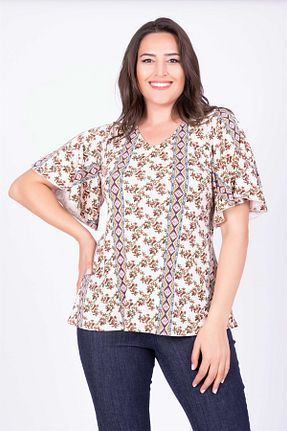بلوز سایز بزرگ نباتی زنانه سایز بزرگ Myline - کد 16172009