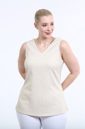 بلوز سایز بزرگ بژ زنانه سایز بزرگ Myline - کد 127943093