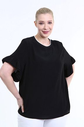 بلوز سایز بزرگ مشکی زنانه سایز بزرگ Myline - کد 117636516