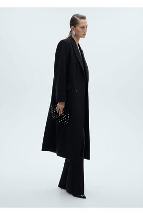 پالتو پشمی مشکی زنانه رگولار MANGO - کد 867554943