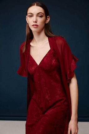 ربدوشام زرشکی زنانه ویسکون Bonnie Clyde - کد 867140542