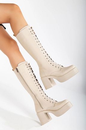 چکمه بژ زنانه چرم مصنوعی SOFT FASHION - کد 867442144
