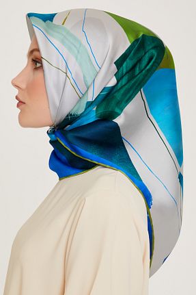 روسری طوسی کرپ ساتن ابریشم Armine - کد 867687834