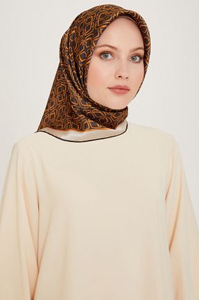 روسری قهوه ای کرپ ساتن ابریشم Armine - کد 867251166