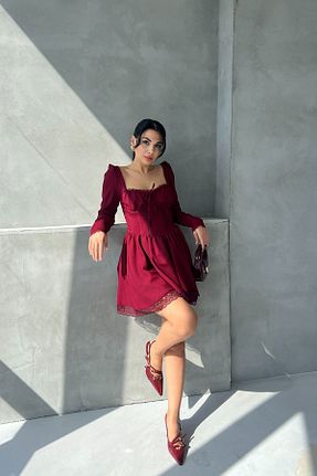 لباس زرشکی زنانه بافتنی Seda Yalçın Atelier - کد 867267675