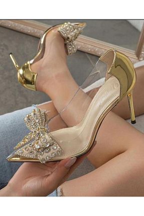 کفش مجلسی طلائی زنانه پاشنه نازک DC DONNA - کد 845173547
