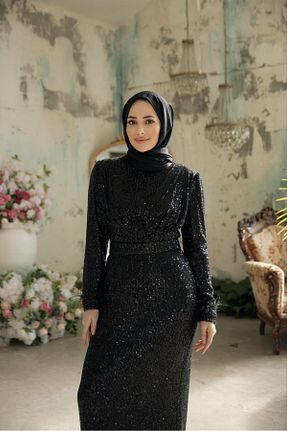 لباس مجلسی و فارغ التحصیلی مشکی زنانه پولک دوزی Moda Asrın - کد 871328179