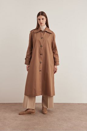 ترنچکت حجاب قهوه ای زنانه بدون آستر Aker - کد 867345353