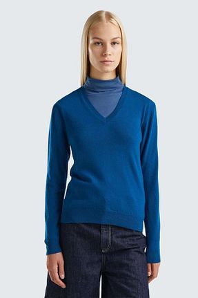پلیور سرمه ای زنانه ساده United Colors of Benetton - کد 772837184
