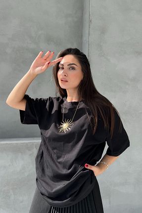 تیشرت مشکی زنانه یقه دوچرخه Seda Yalçın Atelier - کد 867346031